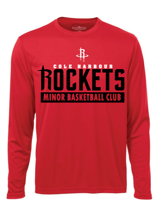Dry Fit Tee- Rockets Long Sleeve RED With Name