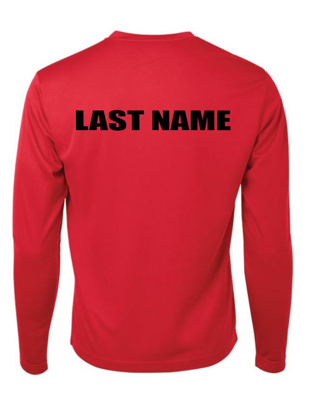 Dry Fit Tee- Rockets Long Sleeve RED With Name